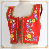 フォークダンス 衣装 LOUIS ルイス ベスト レッド系 トップス 赤 緑 青 黄 金 刺繍 花 花柄 華やか ポップ かわいい カラフル 練習 レッスン ダンス衣装 イベント おしゃれ レディース グリーン系 ブルー系 イエロー系 ピンク系 ゴールド系