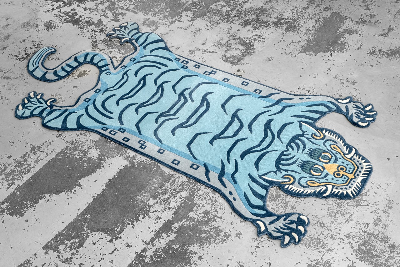 Tibetan Tiger Rug 《Lサイズ•ウール・オリジナル3・レイニーブルー266