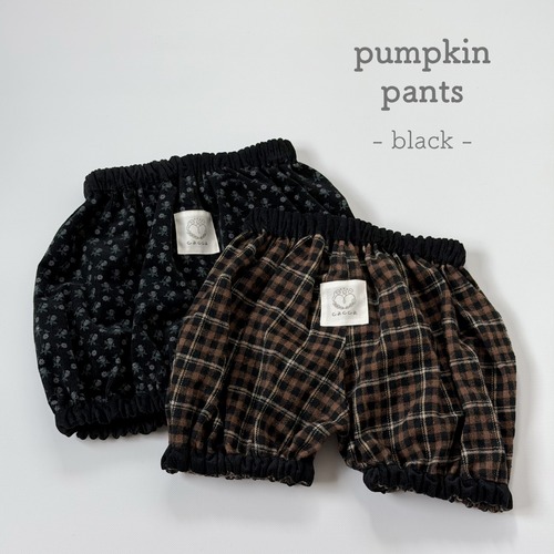かぼちゃパンツ（ black check / flower ）/ ハンドメイド ブルマ ベビー 赤ちゃん