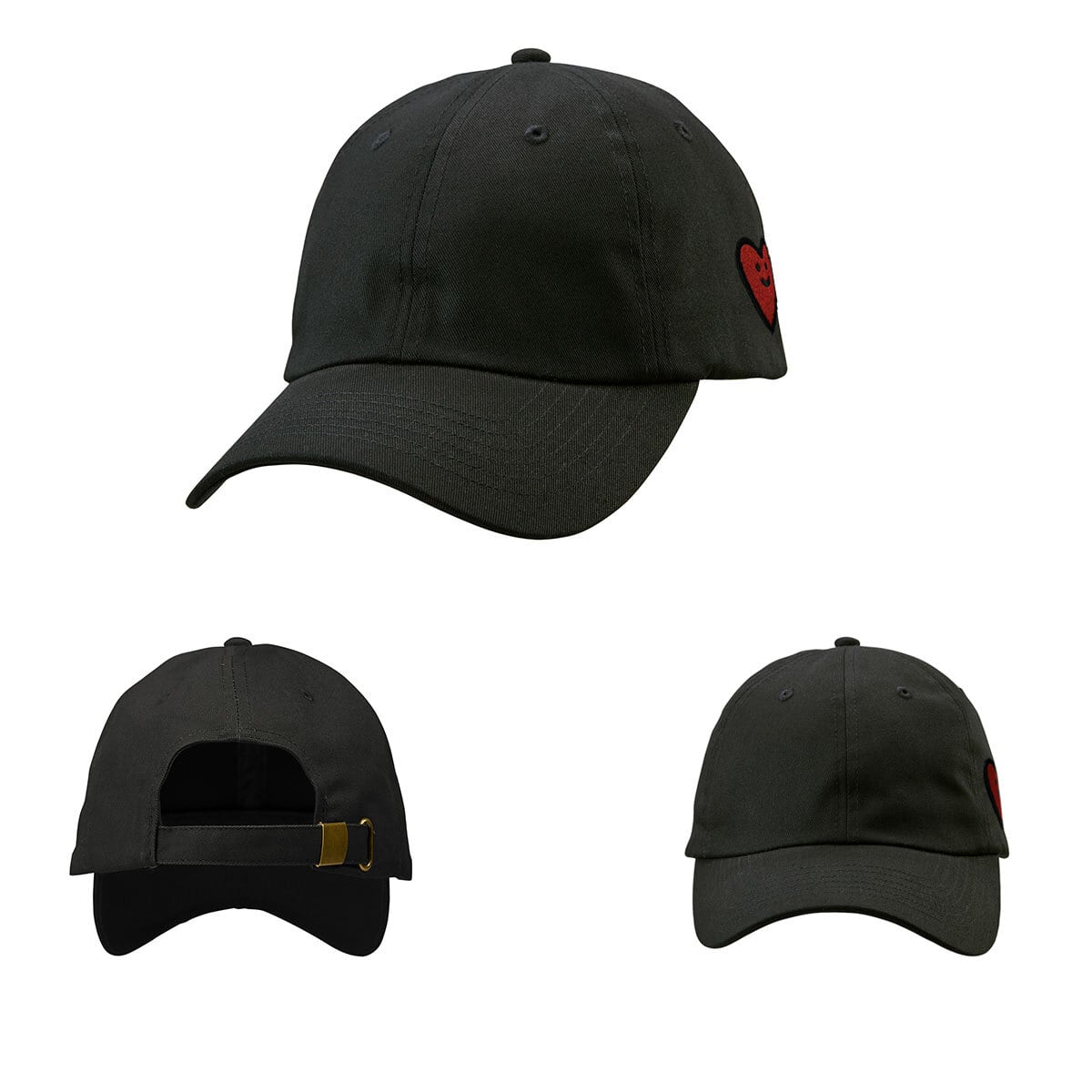 ハート 刺繍キャップ cap-a_ss007 帽子 ゆるい かわいい イラスト コットンツイルローキャップ ワンポイント おもしろ ワッペン  オールシーズン 綿100％