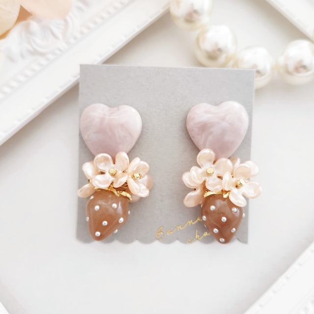 ココアラテ୨୧ピアス/イヤリング