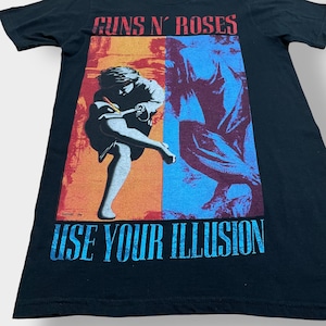 【Bayisland】Guns N' Roses ガンズ・アンド・ローゼス バンドTシャツ バンt ロックt プリント Use Your Illusion SMALL 黒 半袖 us古着