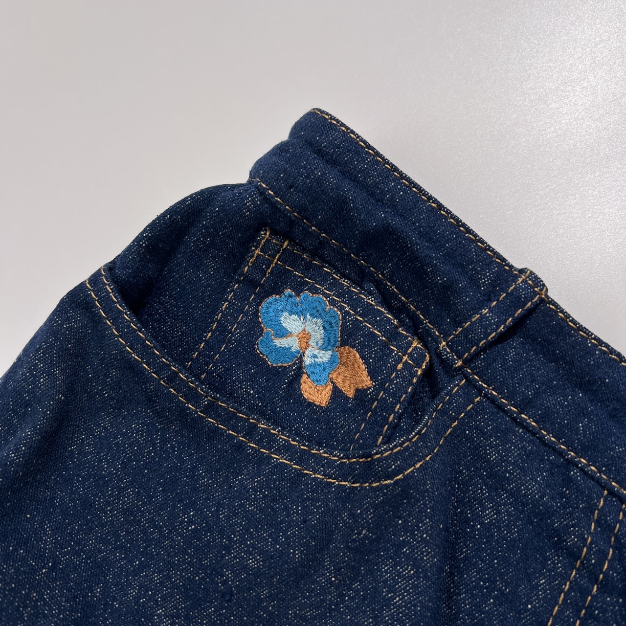 LEONARD レオナール シルク100% デニム風 カジュアル パンツ サイズ 66-92 /インディゴ ネイビー 絹