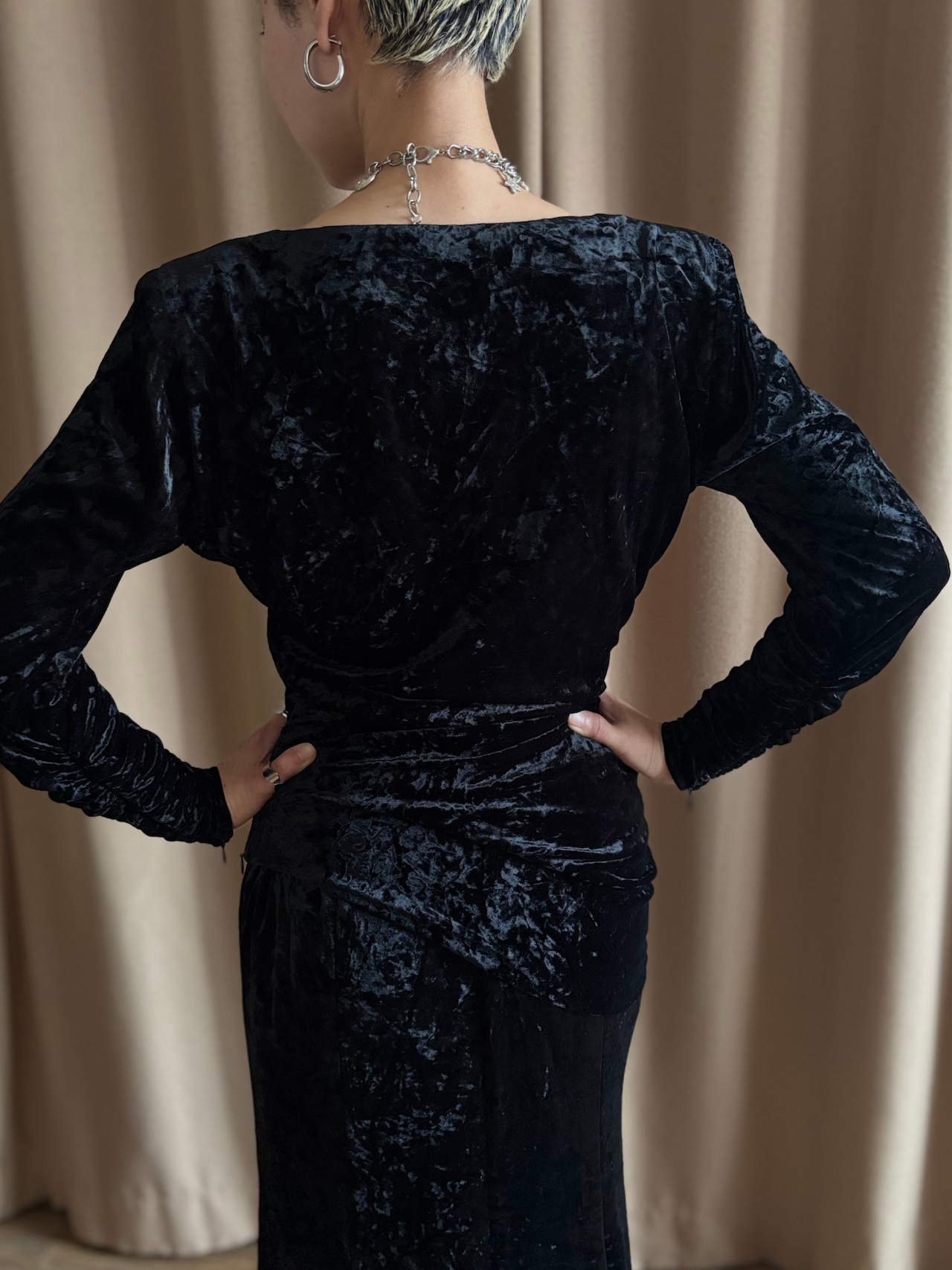 J&R black velour set up-5028-10