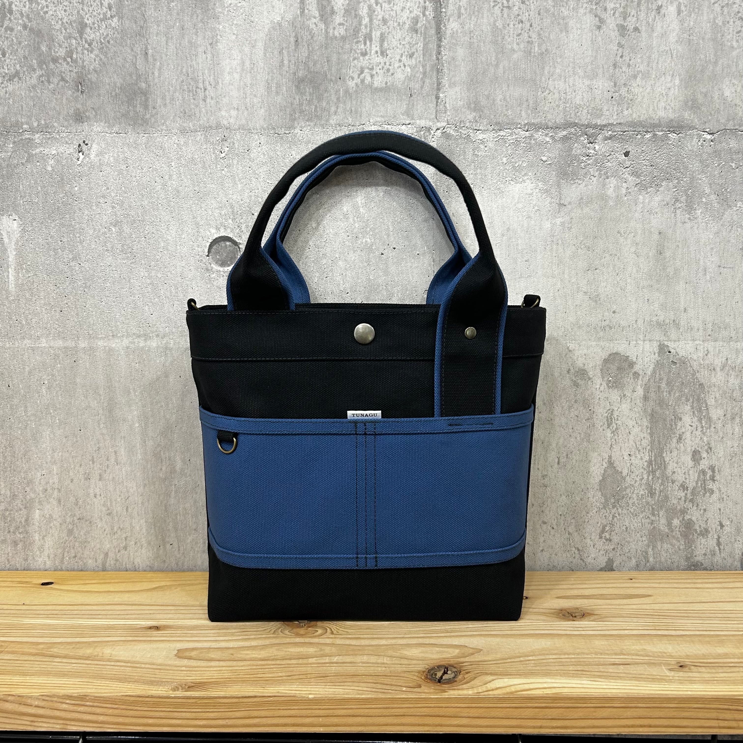 当店人気No.1.▽Bi Color Tote "M"【ブラック×インディゴ】