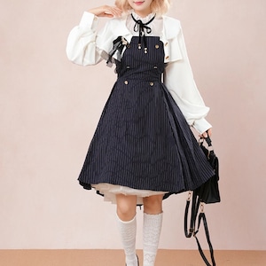 【2点セット】ストライプボリュームワンピ+ブラウス風ショートジャケット ・73218 【2点セット】ストライプボリュームワンピ+ブラウス風ショートジャケット ・73218