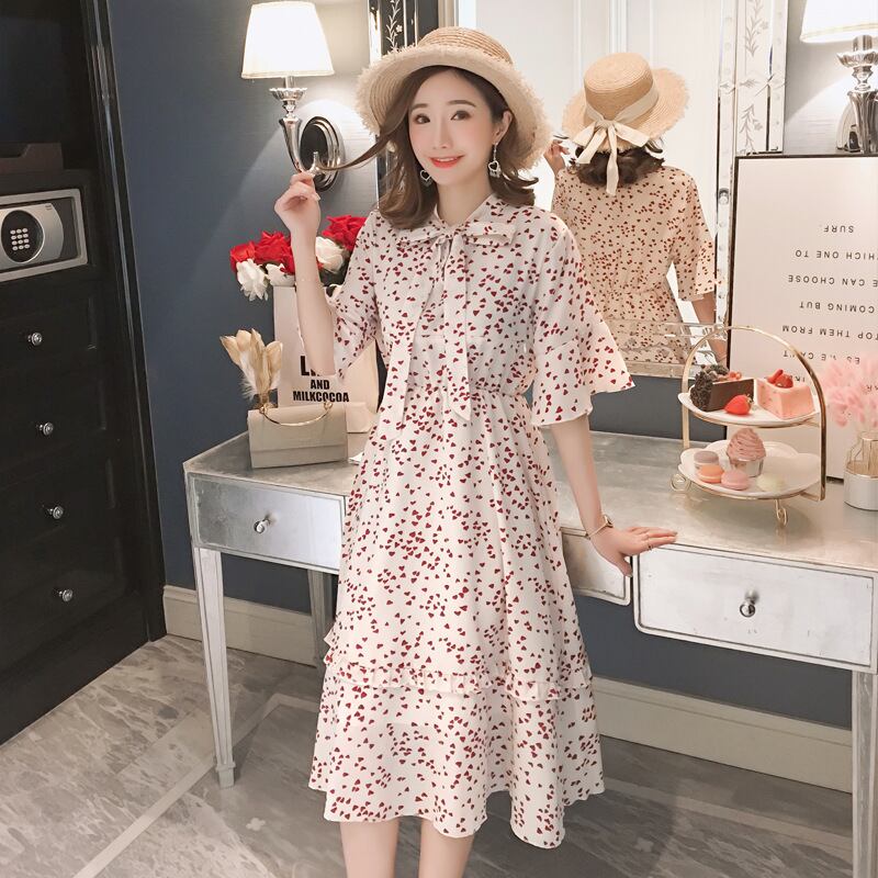 【新作】【送料無料】 サンマー服ドレス子供2020スタイルマタニティドレス妊娠ママ服服花柄プリントシフォン看護Cl AL expec389368759369