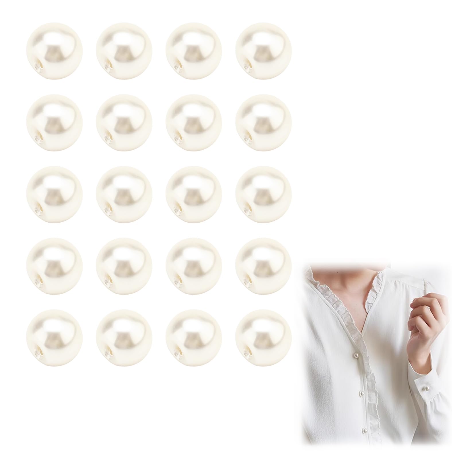 【数量限り】Doyime パール ボタン (20個入り) デザイン縫製ボタン 手芸材料クリスタルボタン パール半丸ボタン 装飾ボタン 手縫いのボタン 10mm ツヤあり 人工パール 手芸用品 洋服用 (ベージュ)