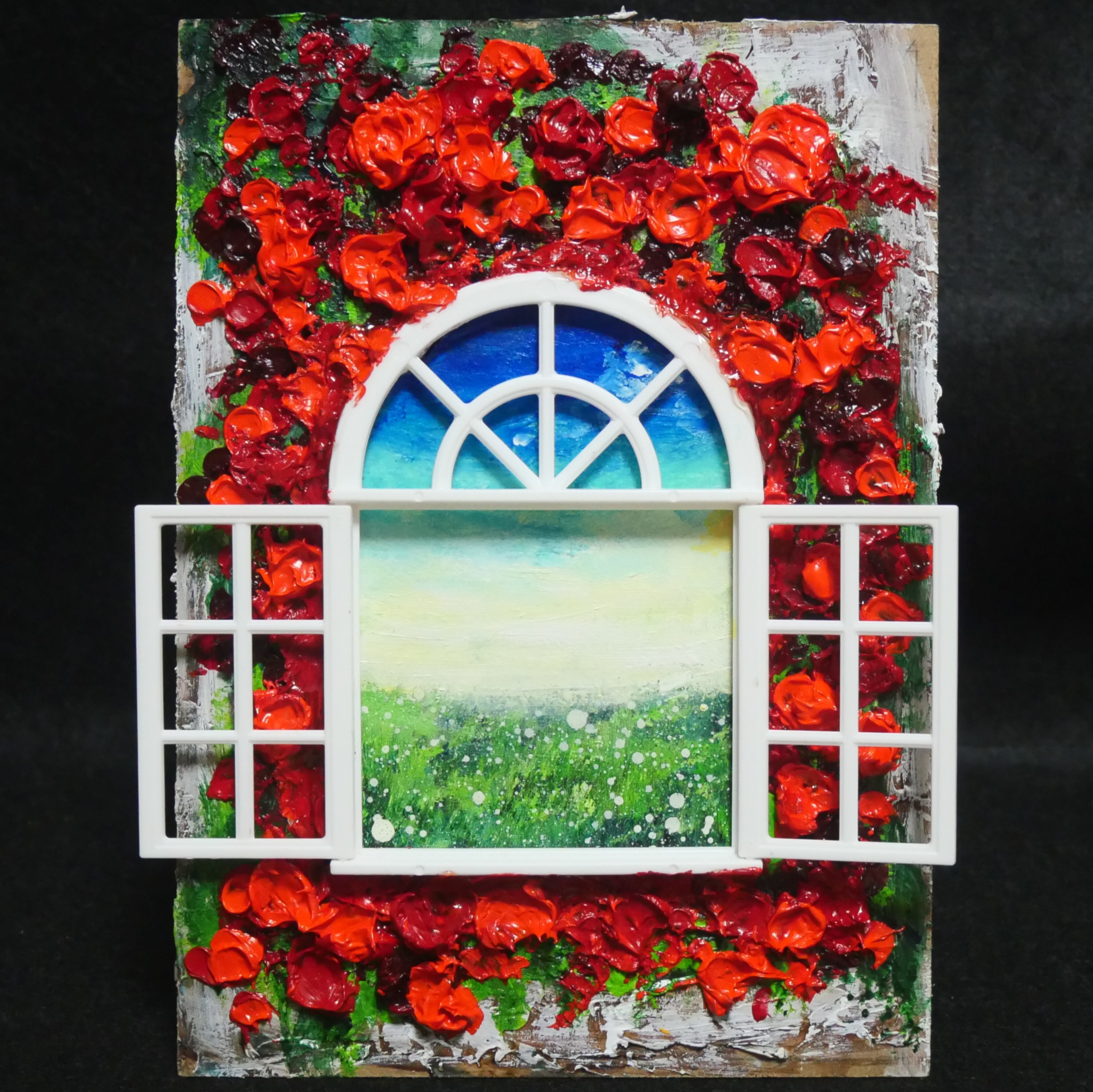 油絵 油彩画 原画「窓の先」絵画 アート インテリア 壁掛け 5571b82079dde80d0467549dec330b