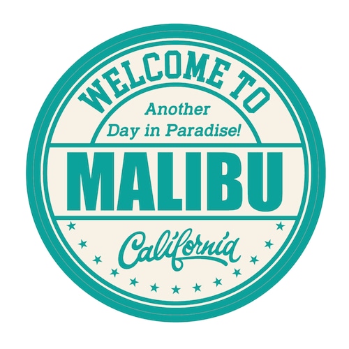 345 Welcome to MALIBU  "California Market Center"　アメリカンステッカー　スーツケース　シール