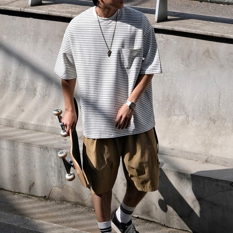 ★STRIPED HEAVY COTTON T-SHIRT　　22066