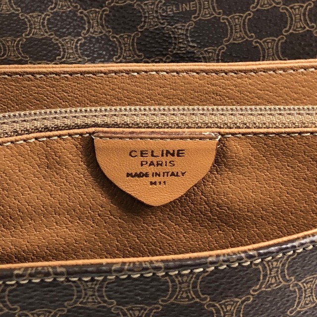 CELINE セリーヌ マカダム ショルダーバッグ ブラウン ホースビット PVC レザー vintage ヴィンテージ オールド gmn7vj