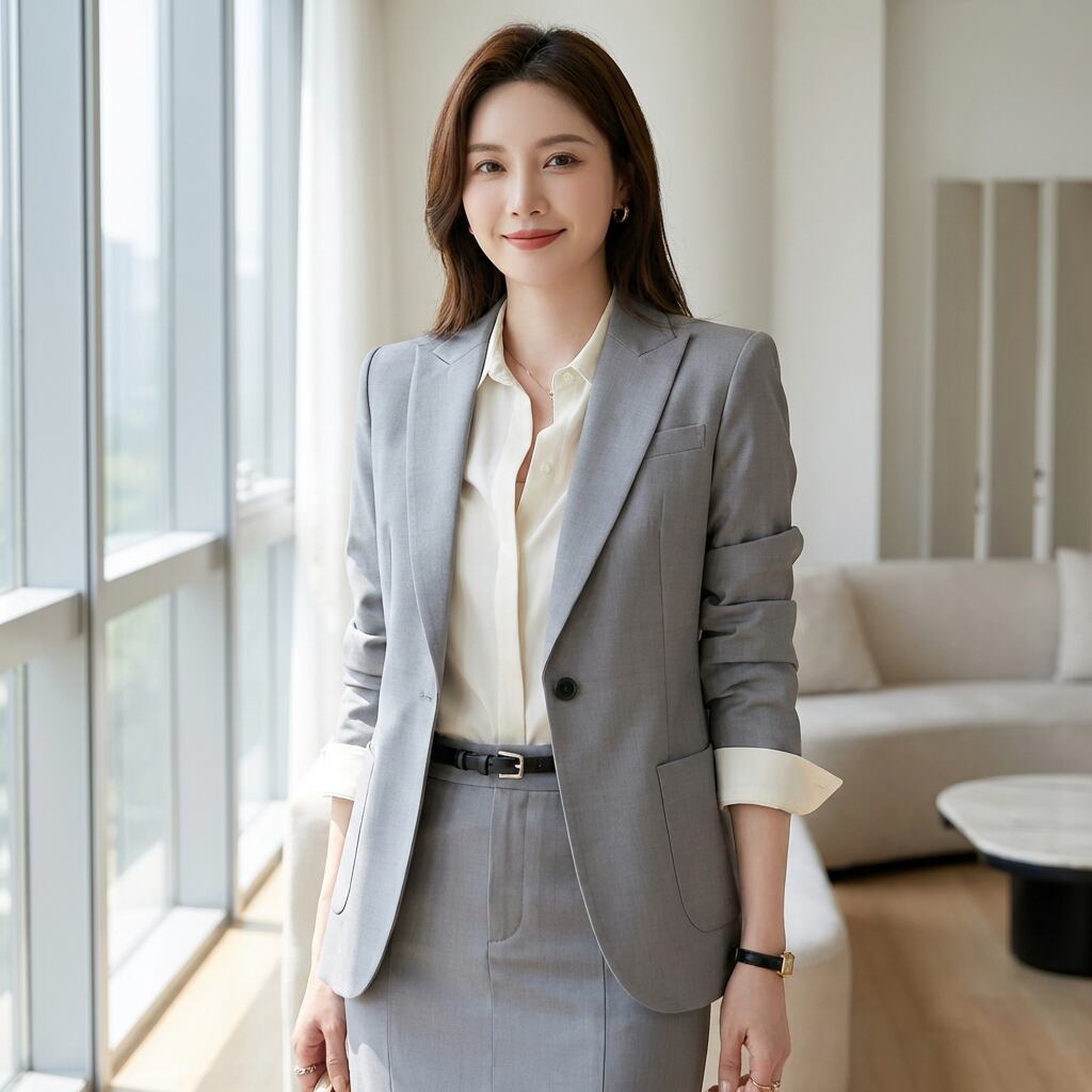 テーラードジャケットandセミタイトスカートスーツwithシャツ A0991