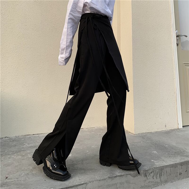 Shanbenシリーズ ズボン スカート かっこいい 個性的 デザイン性有り ブラック 黒い 合わせやすい Elegant