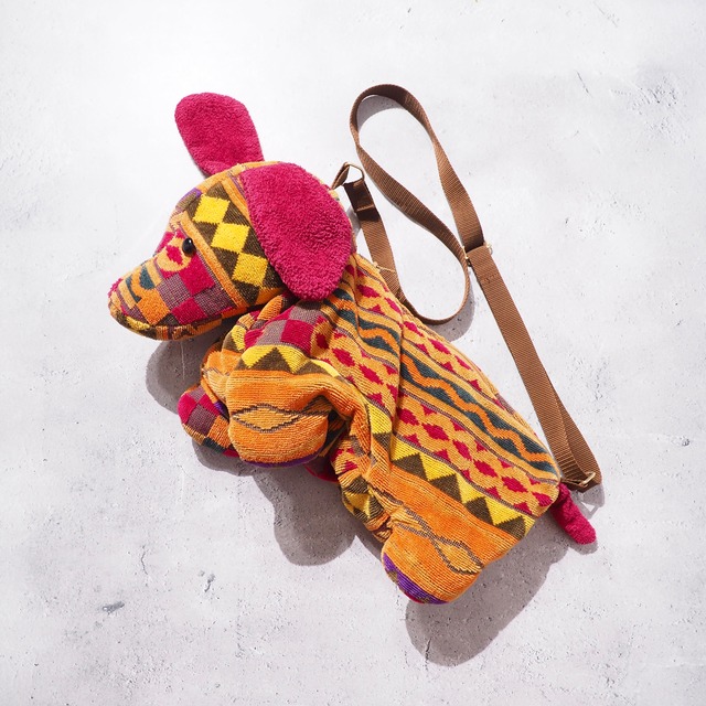 1990s Colorful ethnic Dachshund vintage shoulder Bag