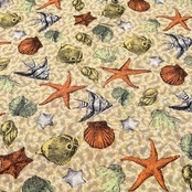 Black&White ブラック&ホワイト 魚&ヒトデ&貝殻柄 総柄 半袖 ポロシャツ サイズ L /鹿の子コットン/メンズ/ゴルフ/マルチ