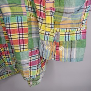 90s　チャップス　旧タグ　BDシャツ　パッチワーク　インド綿　緑系　L