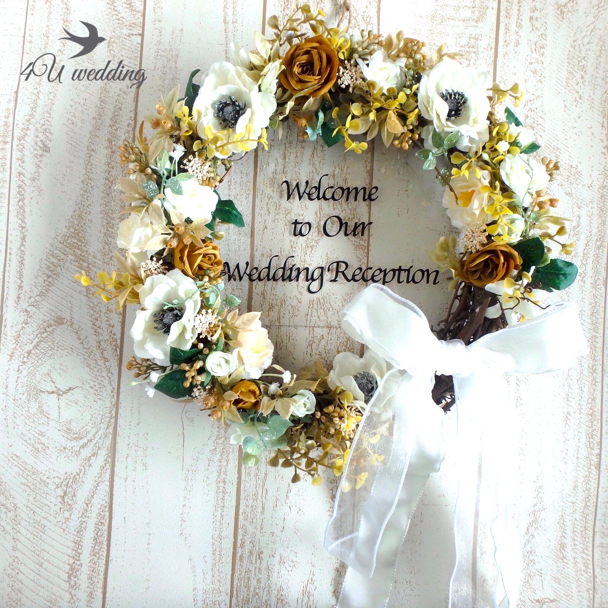 4U wedding】直径35cmの大きいサイズ！ウェディングウェルカムリース