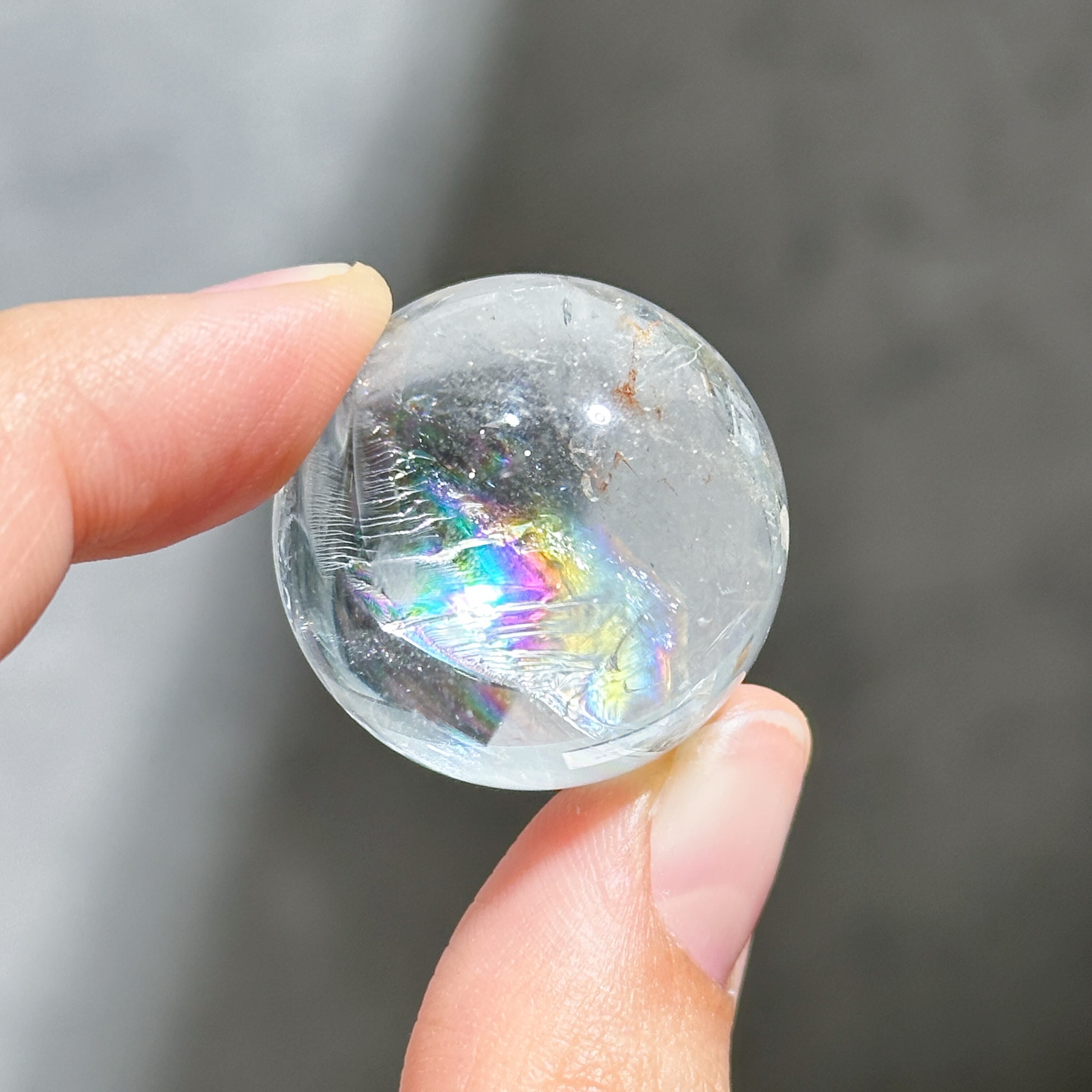 大）虹クリアクオーツ ヒマラヤ産 天然水晶 スフィア 天然クラック66.7