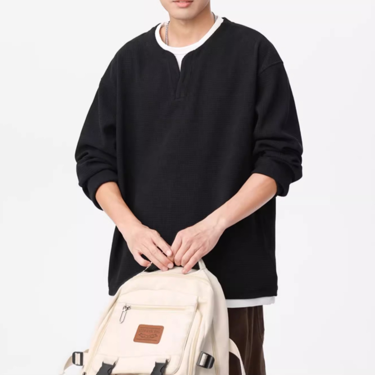 ヘンリーネック ロングスリーブTシャツ af0310