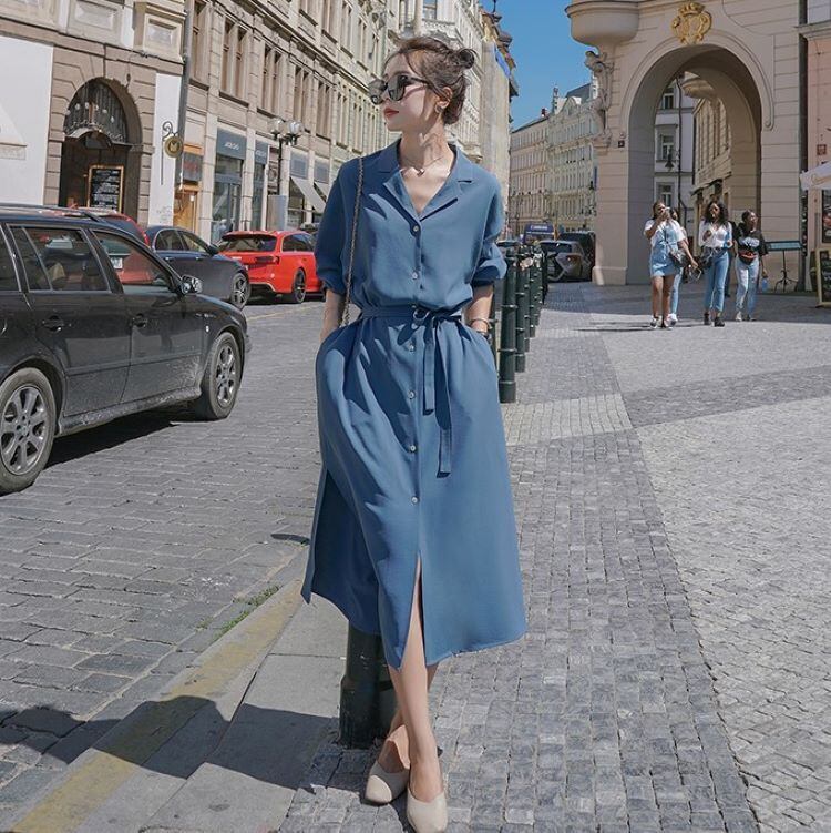 春夏新作 シャツワンピース ロング丈 長袖 レディース ワンピース 春 ロングワンピース 長袖 ワンピース ロング丈 シャツワンピース ロング 長袖 シャツワンピ 長袖ワンピース レディース 春新作 春 春服 夏新作 夏 夏服 春夏 新作 ブルー ベージュ オレンジ P79