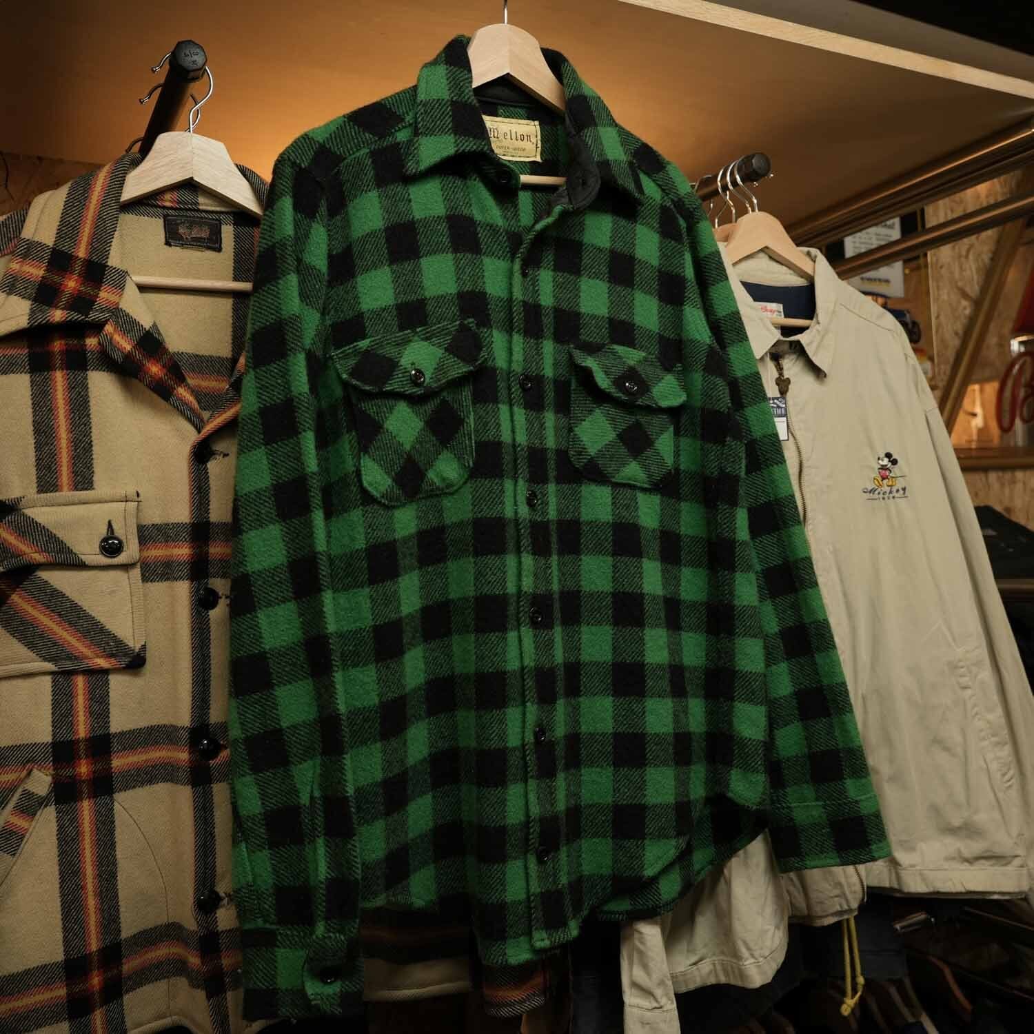 80's melton ウール チェックシャツ アメリカ製 Mサイズ程度 WOOL