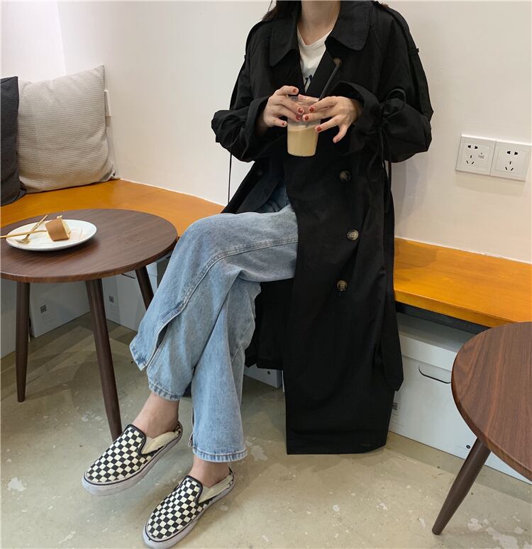 リボンコート ブラック、ベージュ2点 （ロングコート 全2色 ウエスト  