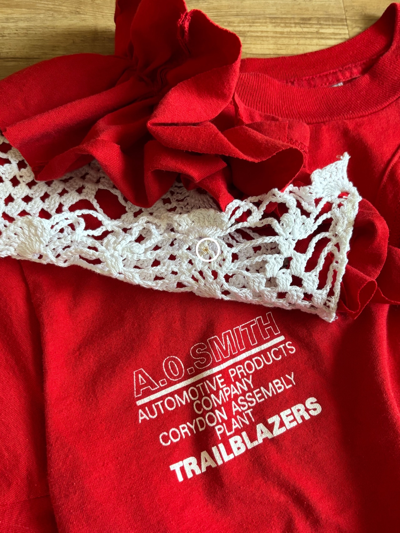 sculptural ruffle lace remake t-shirt-5264-6