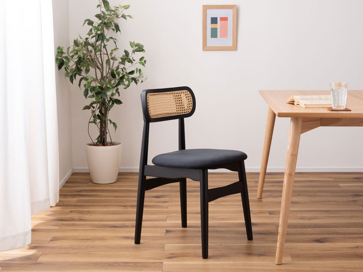 ラタン調ダイニングチェア【黒】【完成品】 | PAY ID