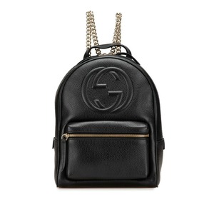 グッチ ソーホー インターロッキングG リュック バックパック 536192 ブラック レザー レディース GUCCI 【中古】