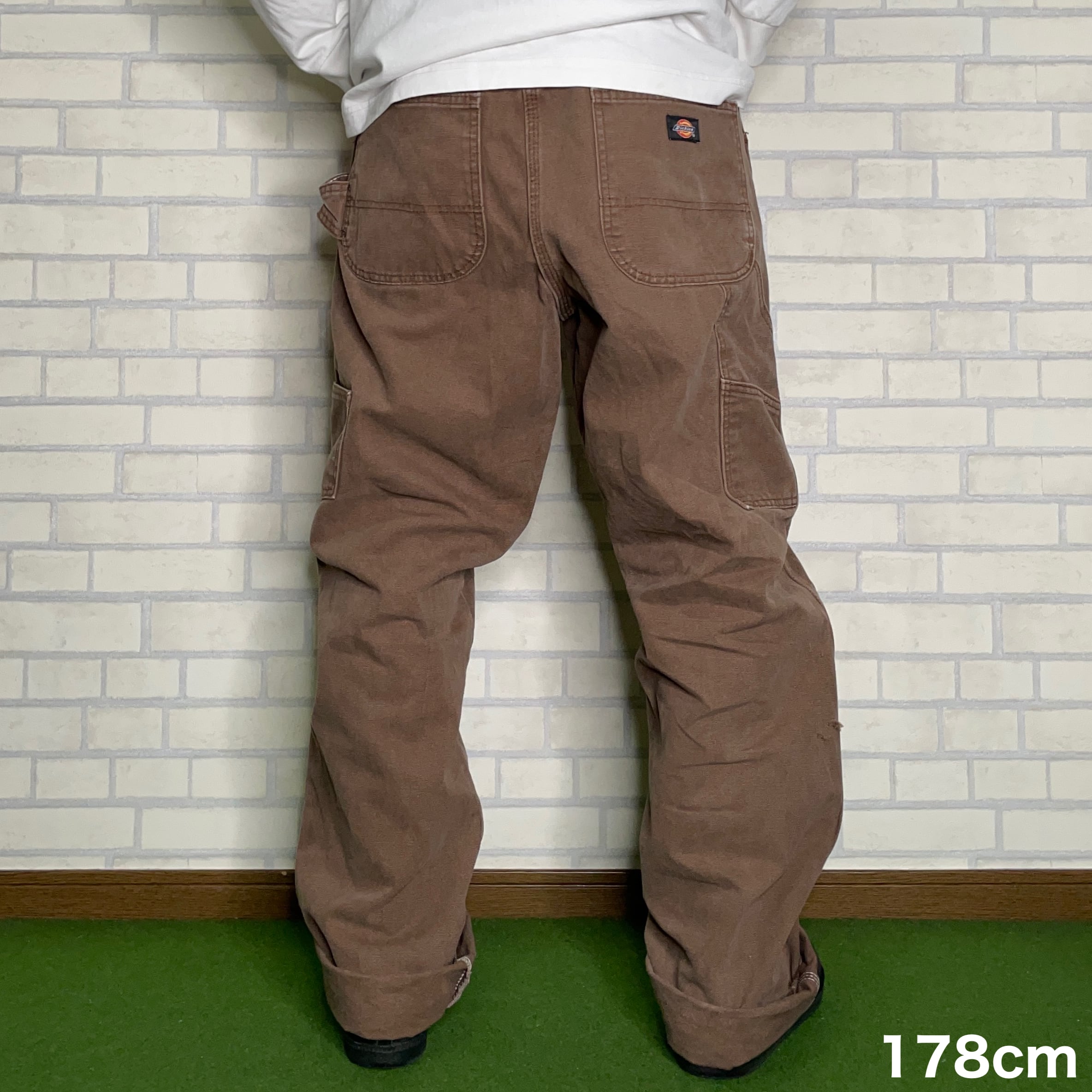 Dickies ペインターパンツ W34×L34 ブラウン ダック地 バックブランド 
