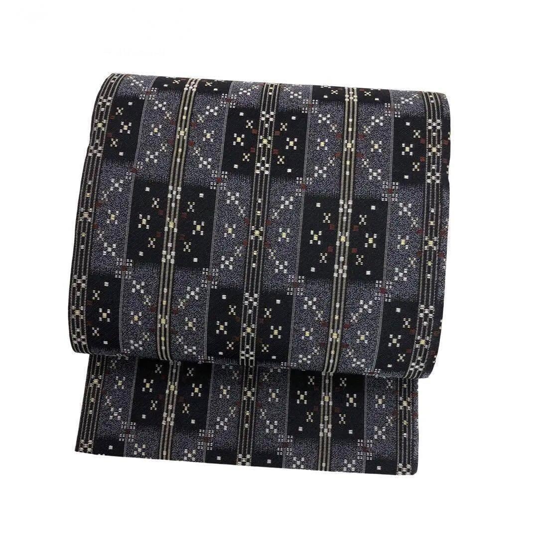 袋帯 花柄 幾何学模様 絹製 西陣織玄利休 未使用 袋帯 花柄 幾何学模様