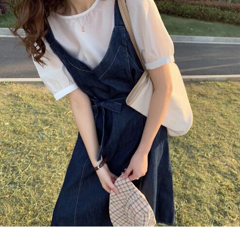華麗 ツーピース セットアップ 半袖 デニム ワンピース ブラウス 服&ファッション小物