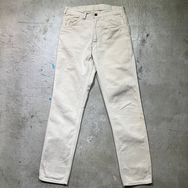 60's LEVI'S リーバイス 518 SLIM FIT コットンツイルパンツ カツラギ 刻印B アイボリー GRIPPER カムロック スリムフィット 実寸W29 USA製 希少 ヴィンテージ BA-2161 RM2580H