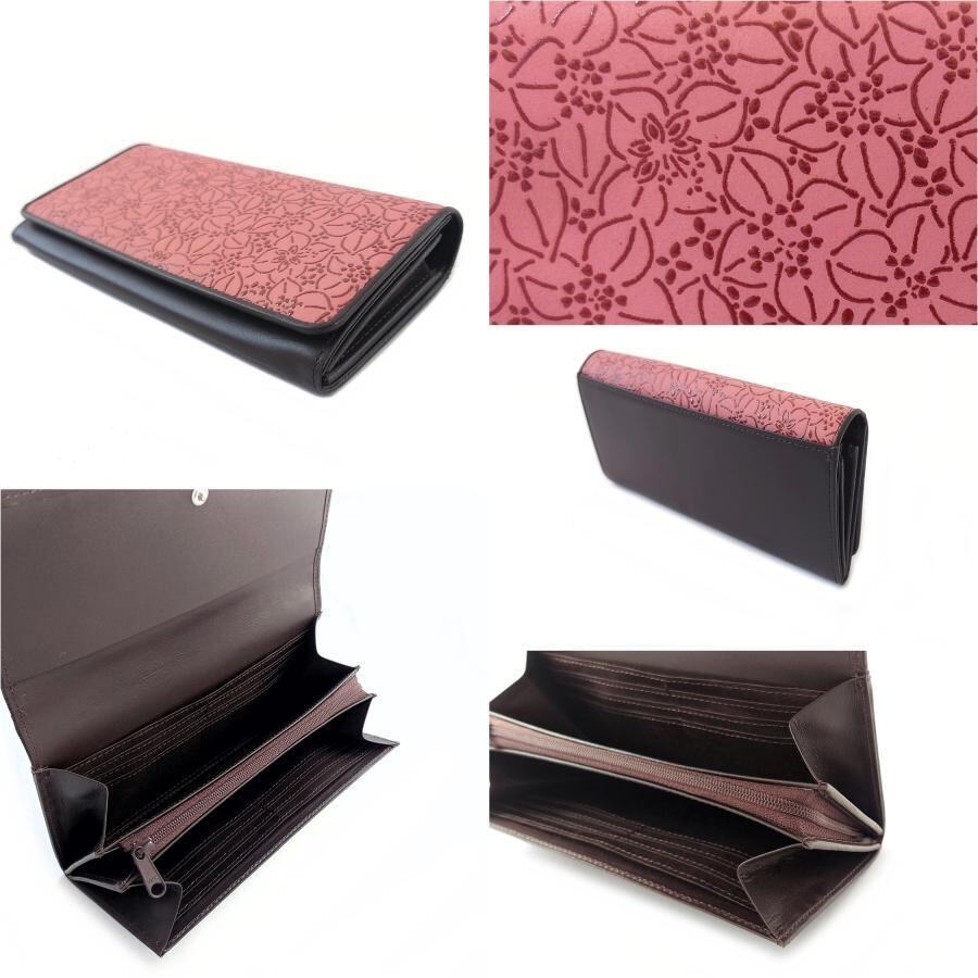 104096草木染印伝花水木柄中LF長財布 | takasago | 東京柴又革財布専門店