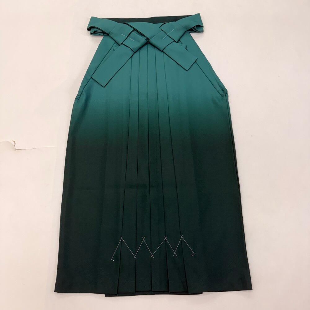 袴 M size 紐下丈91cm 行灯袴 卒業袴 女性用袴 緑 ぼかし 中古 5875