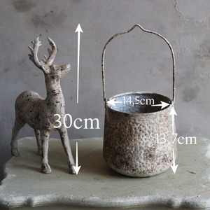 植木鉢　ハングラウンドポットDGY　吊り下げもできる２WAY　シャビーシック穴あり　UF532