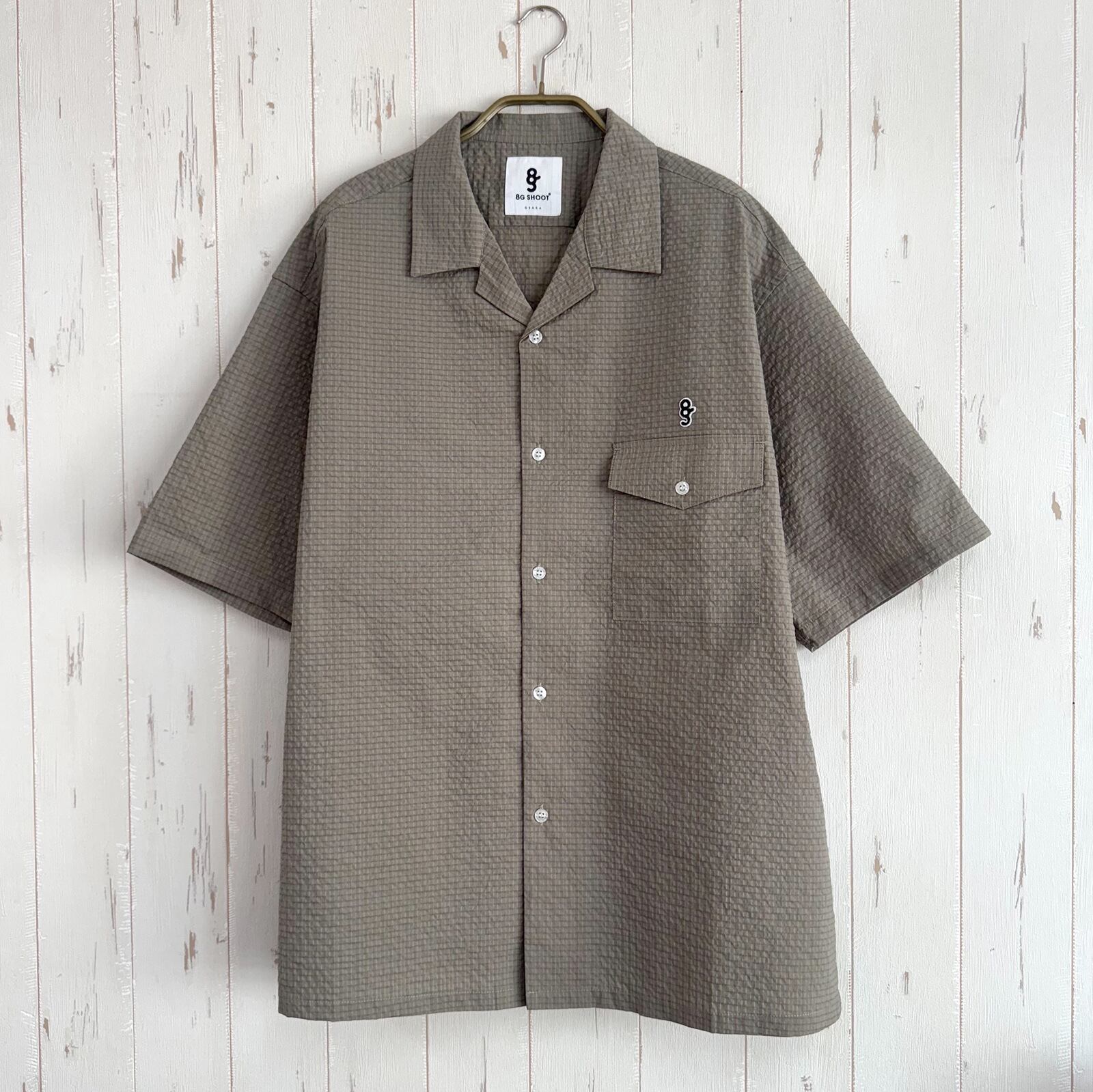 8G DOTAIR®︎ COOLMAX SUCKER OPEN COLLAR SHIRT -BEIGE-