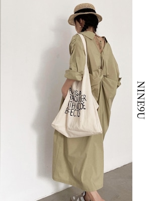 back-conscious natural classy shirt-one-piece【NINE6371】