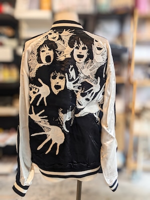 TMEJ-002 『冨江』柄刺繍スカジャンリバ-シブル ジャケット  ブラック×シルバ-    M・L・XL・XXL