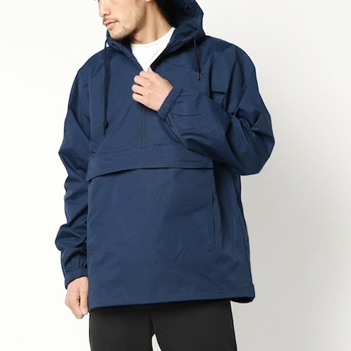 WATER RESISTANT WINDBREAKER ANORAK JACKET - Navy -