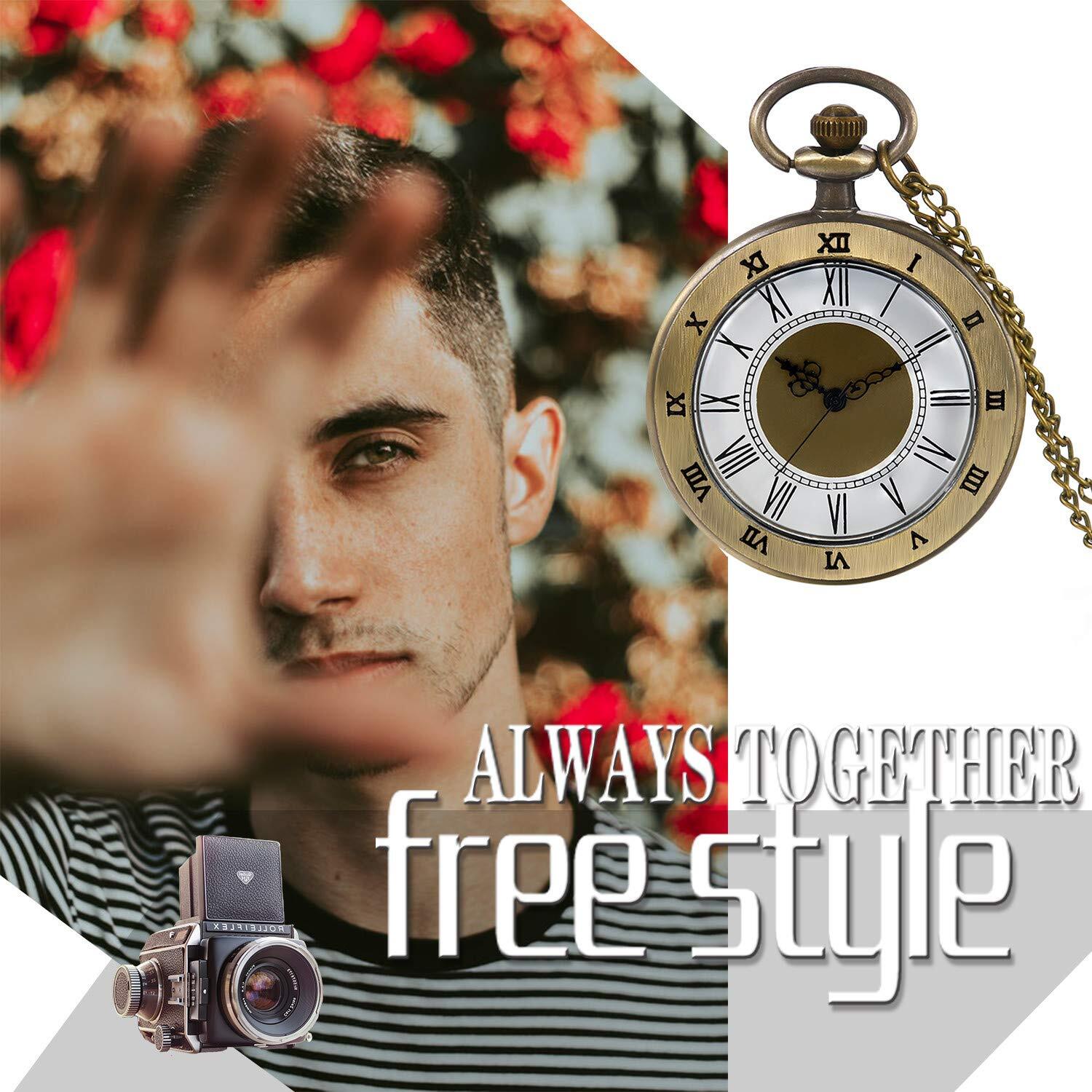 特価商品】JewelryWe 懐中時計 レトロ アンティーク風 ローマ アナログ