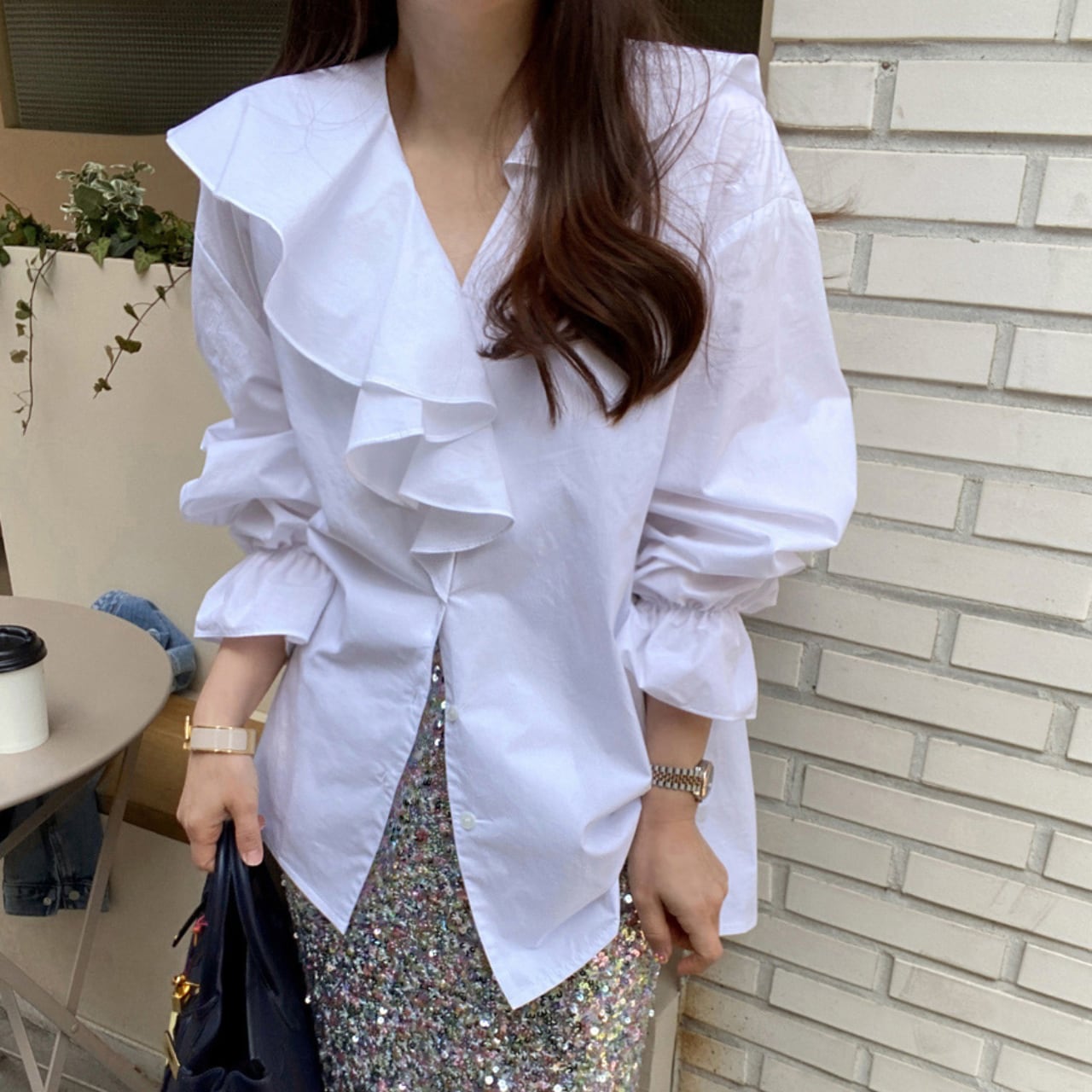 Frill shirt blouse in 3 colors S1571