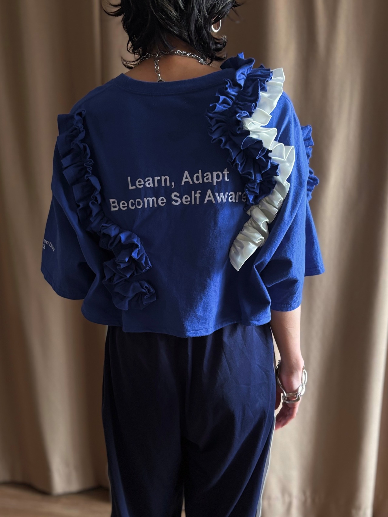 bold frill asymmetrical blue remake t-shirt-5280-6
