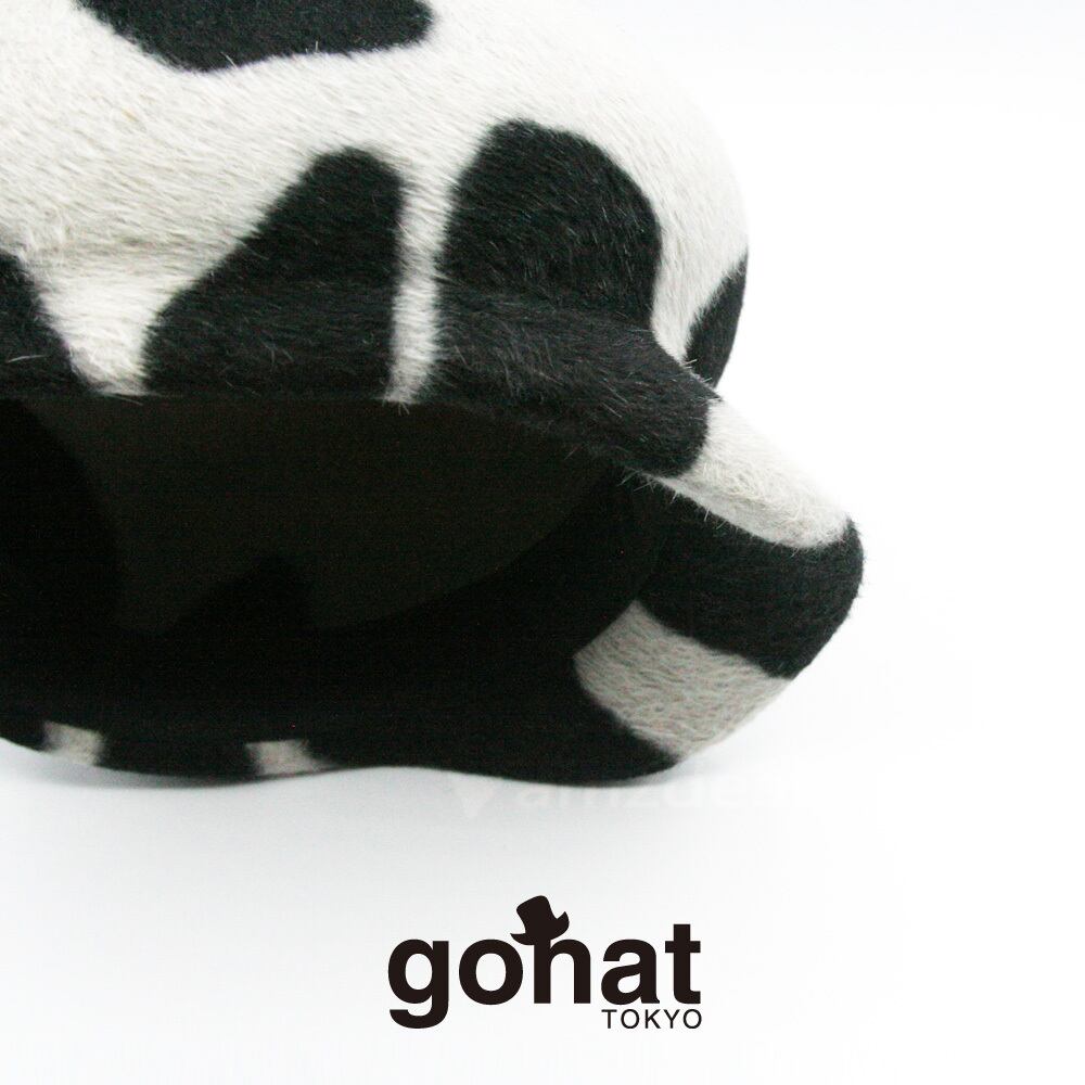 Rabbit fur IRUKA CASQUETTE/ Cow pattern　牛柄 アニマル柄 カウ キャスケット 帽子 ハット HAT |  gohat ／ ハンドメイドの帽子・HAT powered by BASE