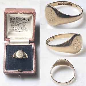 vintage c1984 9ct gold signet ring “Masonic”