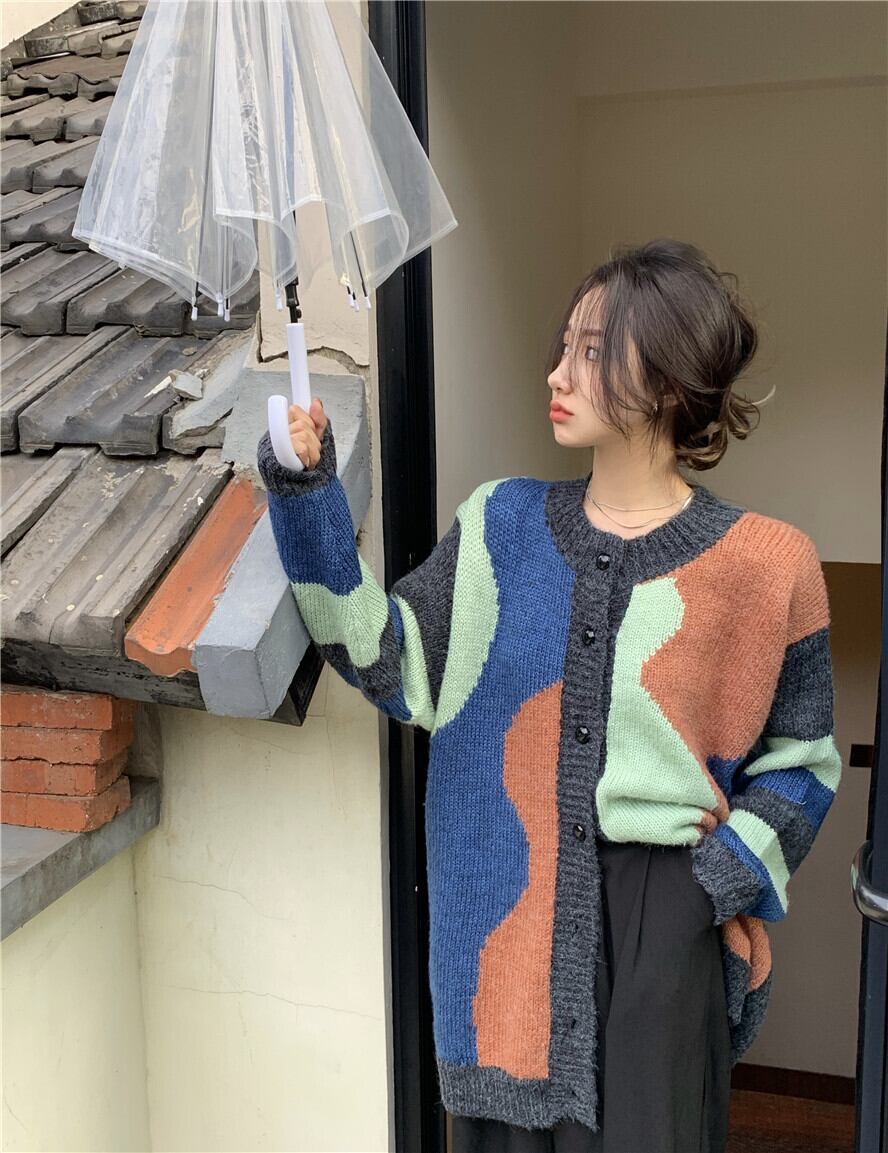 セーター ニットジャケット スプリングカーディガン 春物 ブラックストロベリース36390273635