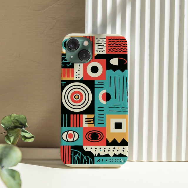受注生産 iPhoneケース 目とターゲットの護符柄｜魔除けシンボル TALM011A