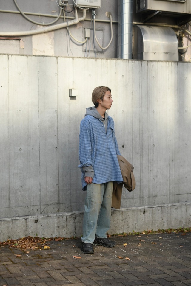 INDIVIDUALIZED SHIRTS / Ex Cotton Casemere pullover shirt (Blue graph check)