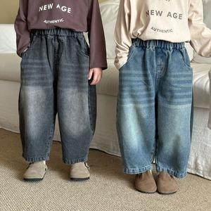 【BABY&KID】2025新作　英字柄デニムワイドパンツ